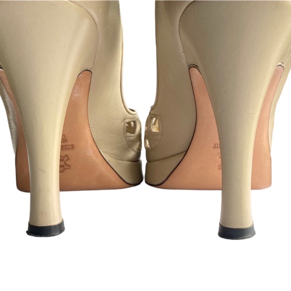 Emma Hope’s Off White Leather Open Toed Heels Sz 37.5 - Picture 8 of 11